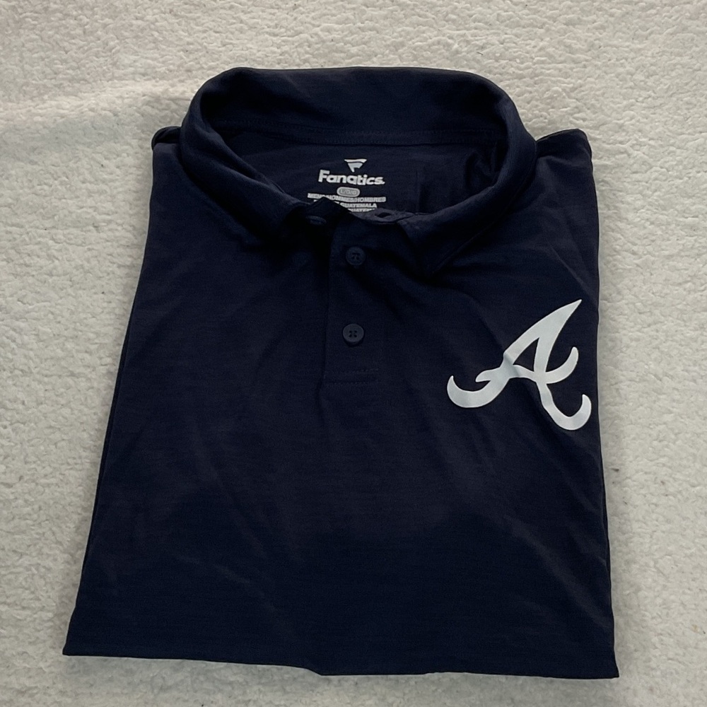 NWT Mens short sleeve Fanatics Dark Blue Polo with White Emblem